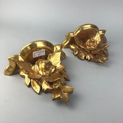 Lot 67 - A PAIR OF GILT WALL SCONCES