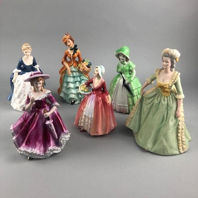 Lot 74 - A ROYAL DOULTON FIGURE OF 'ALISON' AND ANOTHER FIVE FIGURES