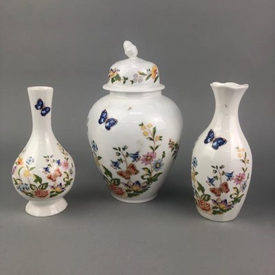 Lot 85 - AN AYNSLEY LIDDED JAR AND OTHER CERAMICS