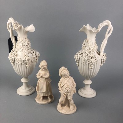 Lot 95 - A PAIR OF CERAMIC EWERS AND OTHER CERAMICS