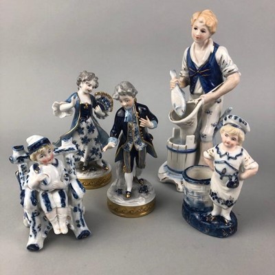 Lot 97 - A CERAMIC FIGURE OF A GENTLEMAN AND OTHER FIGURES