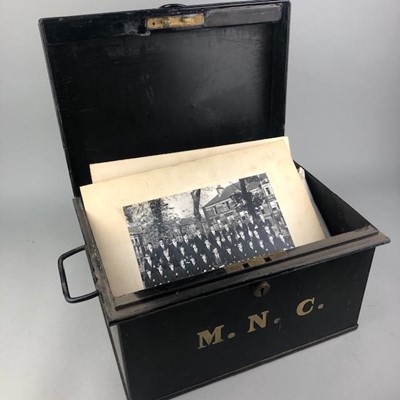 Lot 357 - A 20TH CENTURY METAL DEED BOX, LETTERS, PHOTOGRAPHS AND OTHER ITEMS