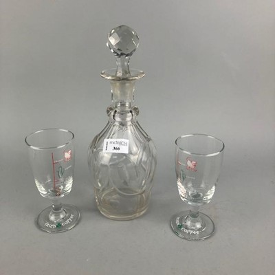 Lot 366 - A CRYSTAL DECANTER AND OTHER CRYSTAL AND GLASS WARE