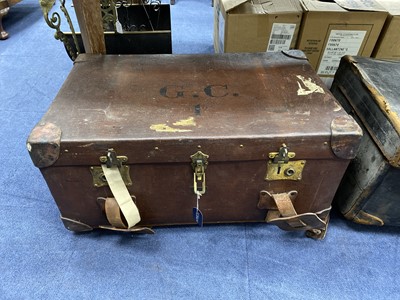 Lot 381 - AN EARLY 20TH CENTURY LEATHER CABIN TRUNK BY PUKKA LUGGAGE