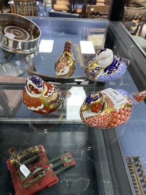 Lot 168 - A ROYAL CROWN DERBY PAPERWEIGHT MODELLED AS DUCK AND THREE OTHERS