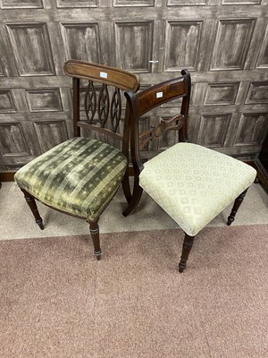 Lot 393 - A SET OF THREE MAHOGANY DINING CHAIRS AND A PAIR OF DINING CHAIRS