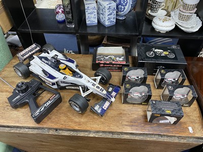 Lot 412 - A LOT OF MODEL MOTORBIKES AND A REMOTE CONTROL F1 CAR