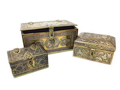 Lot 796 - A LOT OF THREE 20TH CENTURY CAIRO WARE CASKETS