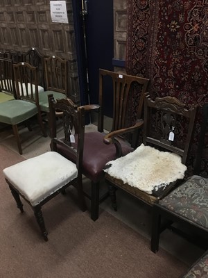 Lot 238 - A PAIR OF OAK BEDROOM CHAIRS AND A CARVER