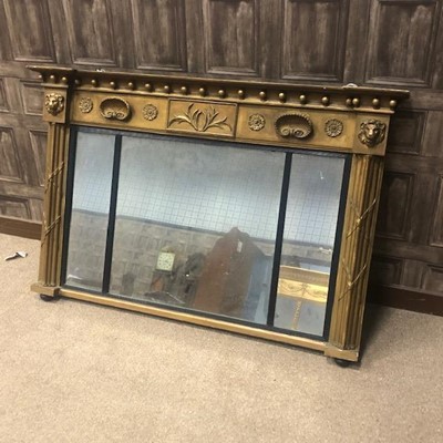 Lot 1706 - A VICTORIAN GILTWOOD OBLONG OVERMANTEL WALL MIRROR