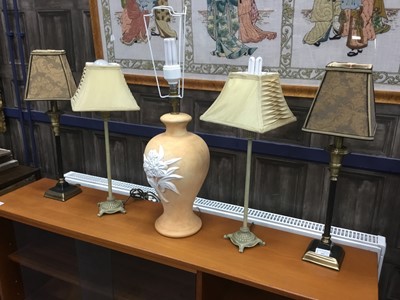 Lot 252 - TWO PAIRS OF TABLE LAMPS AND ANOTHER TABLE LAMP
