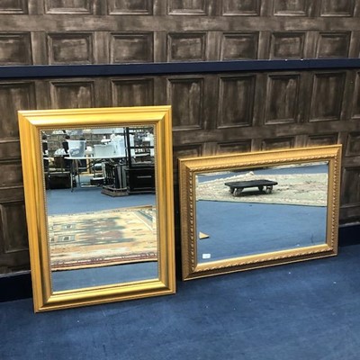 Lot 255 - A REPRODUCTION GILT FRAMED WALL MIRROR AND ANOTHER MIRROR