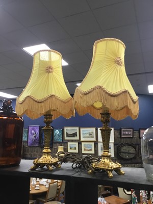 Lot 272 - A PAIR OF GILT TABLE LAMPS