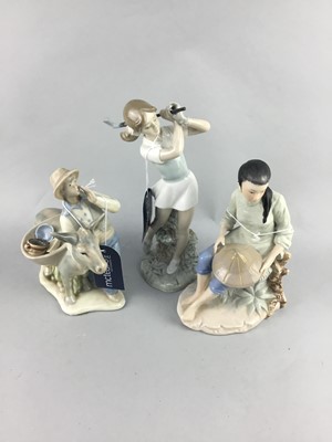 Lot 274 - A ROYAL DOULTON FIGURE OF 'NINETTE' AND FOUR OTHER FIGURES
