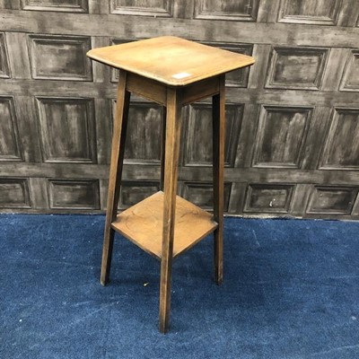 Lot 195 - A 20TH CENTURY OAK TWO TIER PLANT STAND
