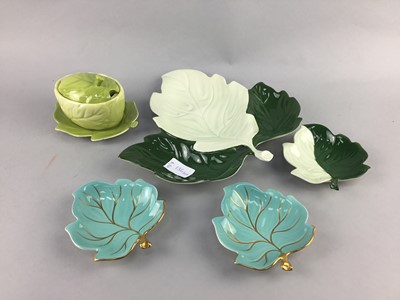 Lot 136 - A CARLTON WARE LEAF SHAPED DISH AND OTHER CERAMICS
