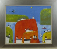 Lot 263 - * ROWENA LAING, RED UNDIES oil on board,...