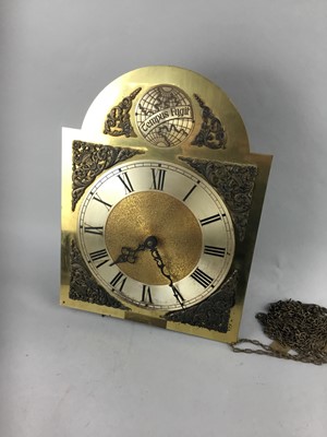 Lot 303 - A REPRODUCTION BRASS WALL CLOCK AND TWO MANTEL CLOCKS