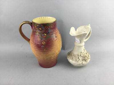 Lot 289 - A CROWN DEVON JUG AND A BELLEEK JUG