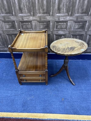 Lot 316 - A MAHOGANY TWO TIER OCCASIONAL TABLE AND ANOTHER TABLE