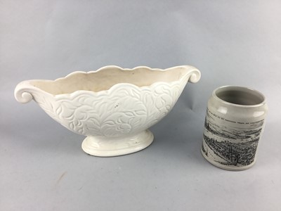 Lot 179 - A SPODE BLUE AND WHITE CENTRE BOWL AND OTHER CERAMICS