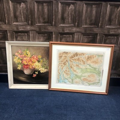 Lot 122 - A FRAMED MAP OF LOCH LOMOND AND A PICTURE