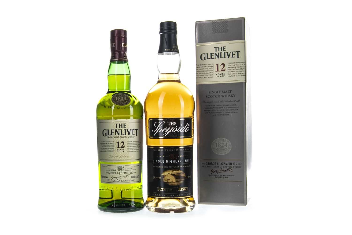 Lot 304 - GLENLIVET 12 YEARS OLD AND SPEYSIDE AGED 10 YEARS