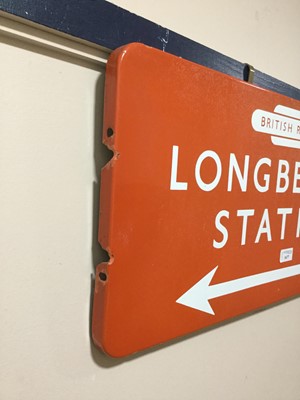 Lot 1677 - A NORTH EASTERN RAILWAYS OBLONG POINTER SIGN - LONGBENTON STATION