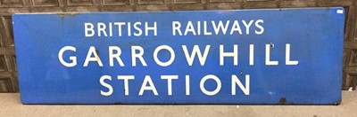 Lot 1360 - A SCOTTISH RAILWAYS LARGE RUNNING IN ENAMEL SIGN - GARROWHILL STATION