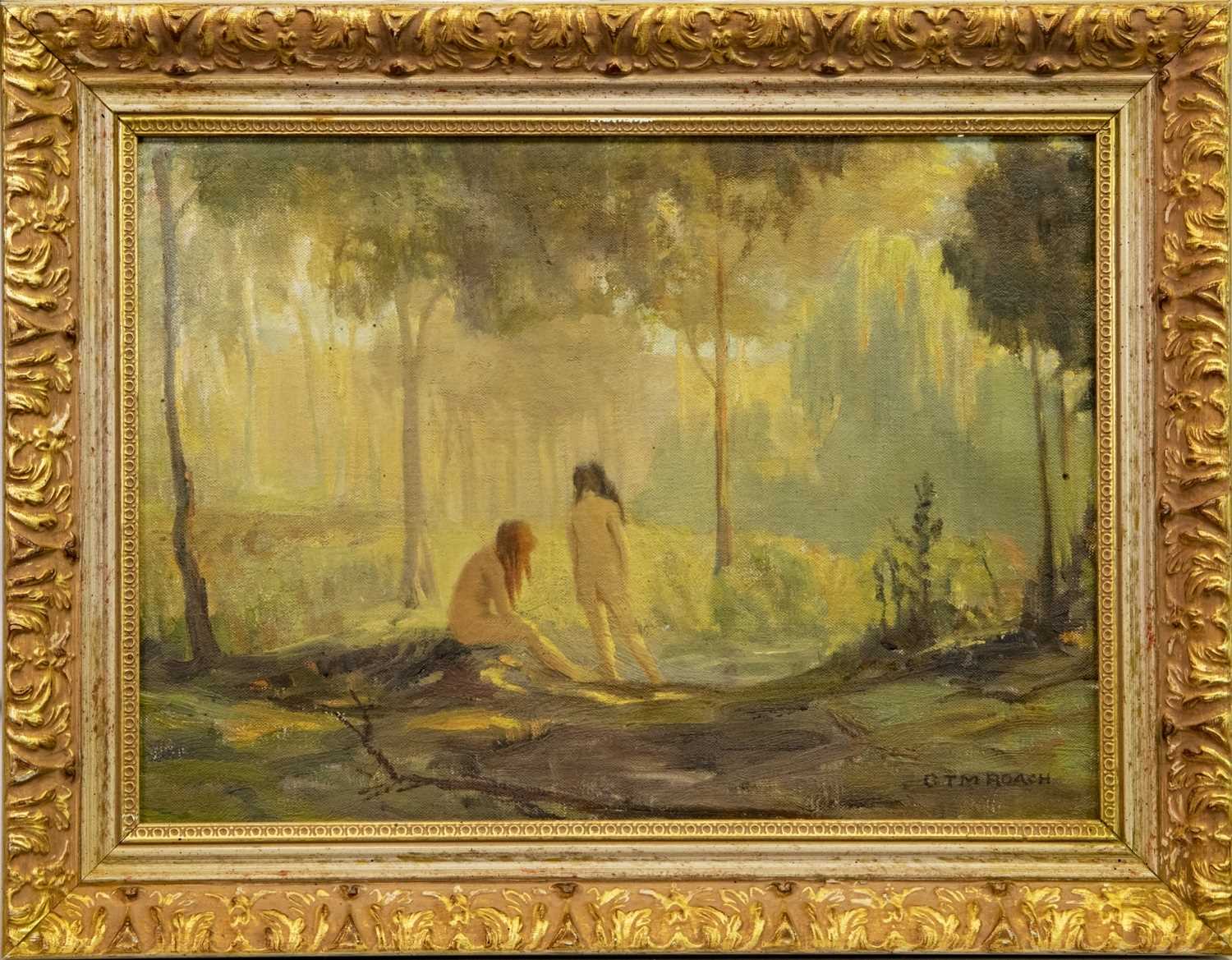 Lot 12 - IN THE PARADISE GROVE, AN OIL BY G.T.M ROACH