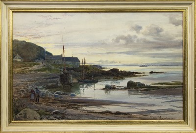 Lot 202 - MOORED FISHING VESSELS AT ROBIN HOOD'S BAY, BY WILLIAM MATTHISON