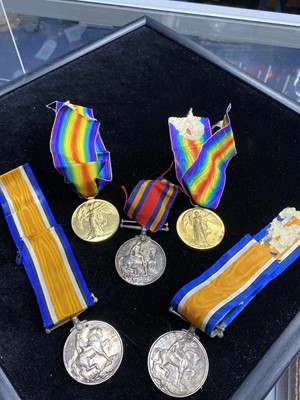 Lot 101 - A FRAMED MILITARY LETTER AND FIVE WWI MEDALS