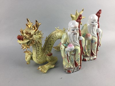 Lot 95 - A LOT OF ASIAN FIGURES INCLUDING A DRAGON