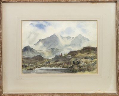 Lot 131 - THE CUILLINS FROM SLIGACHAN, SKYE, A WATERCOLOUR BY MURIEL ROSDEW DRAKE