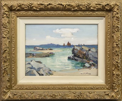 Lot 116 - ISLE OF MAY FROM ANSTRUTHER, AN OIL BY DAVID MARTIN