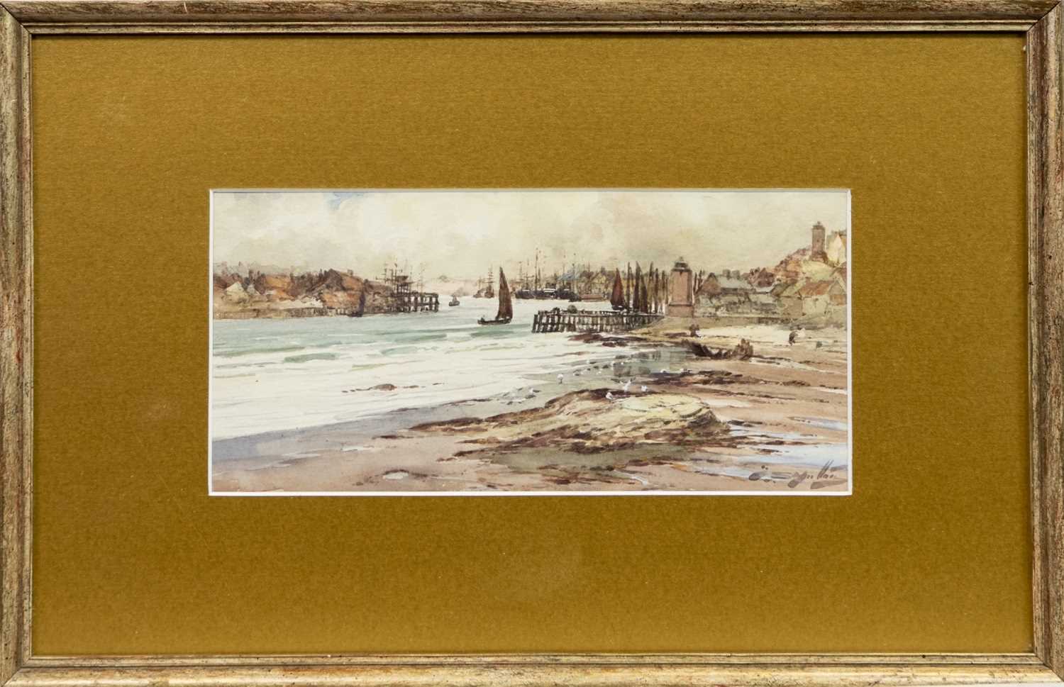 Lot 99 - ENTRANCE TO THE TYNE, A WATERCOLOUR BY THOMAS SWIFT HUTTON