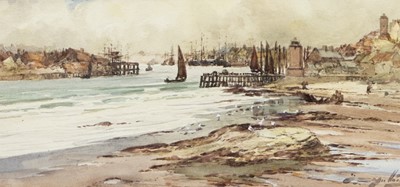 Lot 99 - ENTRANCE TO THE TYNE, A WATERCOLOUR BY THOMAS SWIFT HUTTON