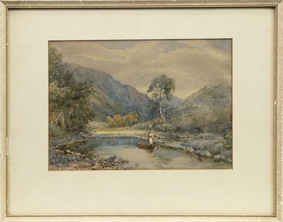 Lot 200 - YOUNG LADY PUNTING ON A RIVER, A WATERCOLOUR BY EDWARD FULLER MAITLAND