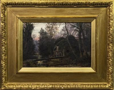Lot 108 - DUSK AT THE OLD WATER MILL, AN OIL BY JAMES L C DOCHARTY