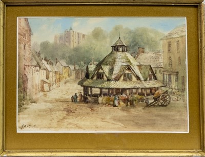 Lot 208 - DUNSTER MARKET, A WATERCOLOUR BY EDWARD WILLIAM TRICK