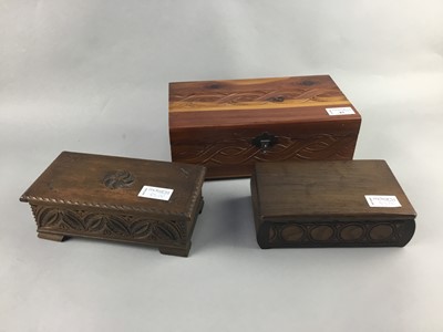 Lot 83 - THREE WOODEN MUSICAL JEWEL BOXES