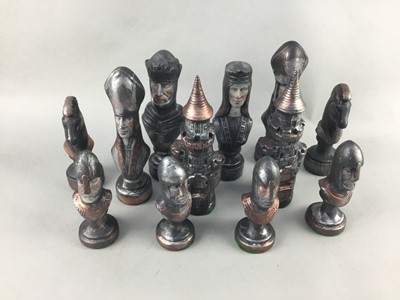 Lot 79 - A PAINTED PLASTER CHESS SET