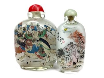 Lot 842 - A LOT OF TWO 20TH CENTURY CHINESE GLASS SNUFF BOTTLES