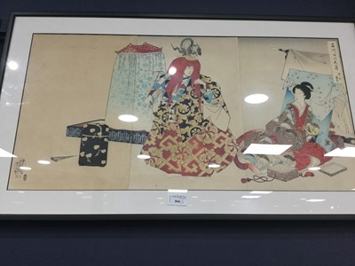 Lot 866 - A LOT OF TWO JAPANESE WOODBLOCK TRIPTYCHS