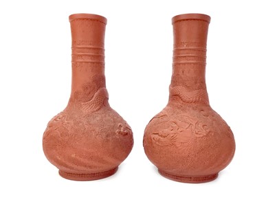 Lot 878 - A PAIR OF 20TH CENTURY CHINESE TERRACOTTA VASES