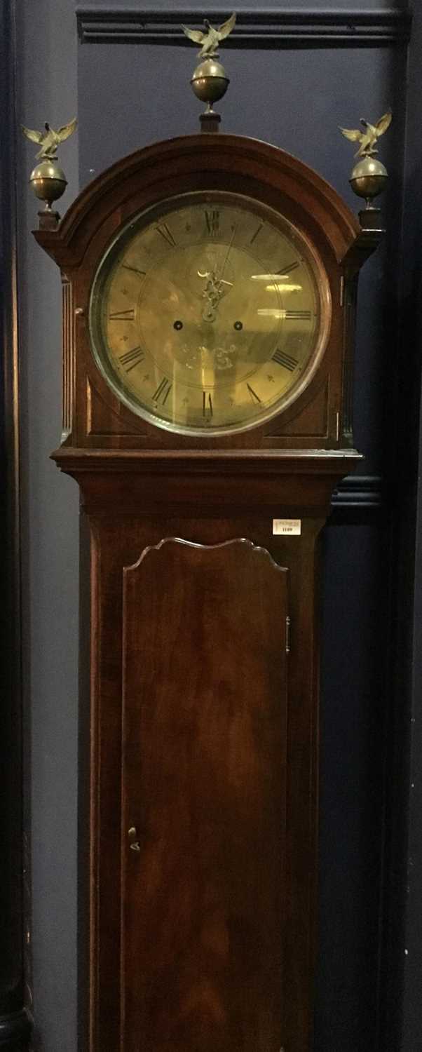 Lot 1109 - AN EARLY 19TH CENTURY MAHOGANY LONGCASE CLOCK