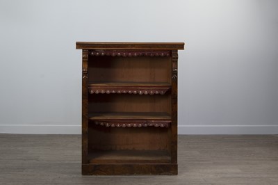 Lot 1211 - A VICTORIAN WALNUT DWARF OPEN BOOKCASE