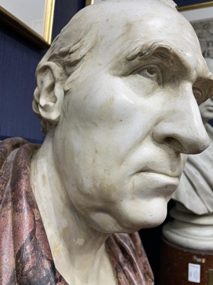 Lot 1231 - A PAINTED METAL AND FAUX MARBLE BUST OF JAMES GREGORY BY SAMUEL JOSEPH