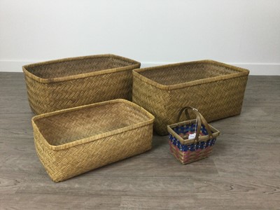 Lot 1239 - A COLLECTION OF FOUR WICKER BASKETS