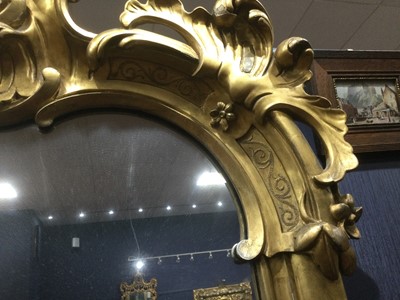 Lot 1242 - A GILTWOOD OVERMANTEL MIRROR